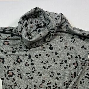 maurices Women's Gray Leopard Print Cowl Neck Long Sleeve Sweatshirt Set XS J7‎